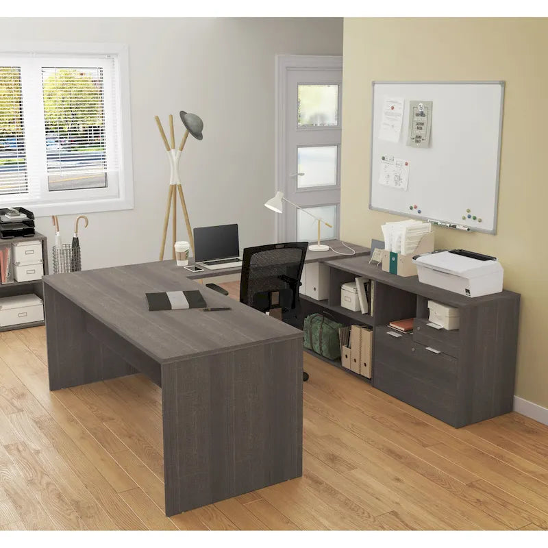Bureau en U Bestar i3 Plus avec deux tiroirs