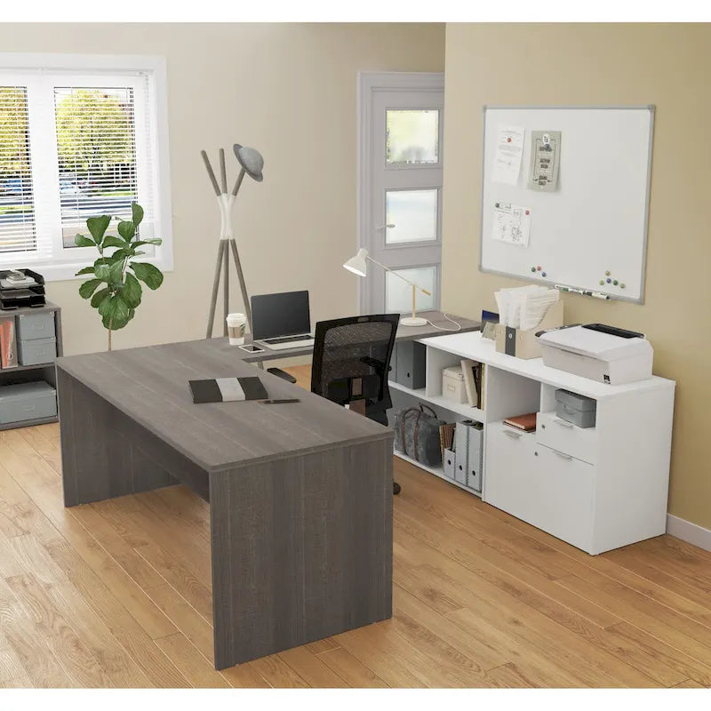 Bureau en U Bestar i3 Plus avec deux tiroirs