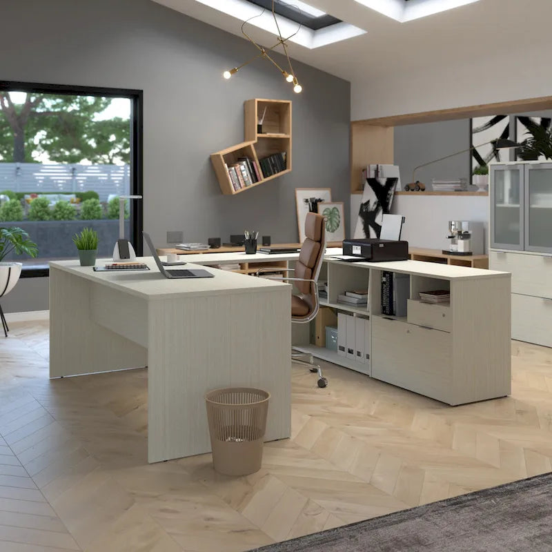 Bureau en U Bestar i3 Plus avec deux tiroirs