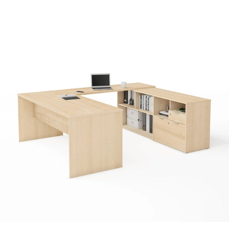 Bureau en U Bestar i3 Plus avec deux tiroirs