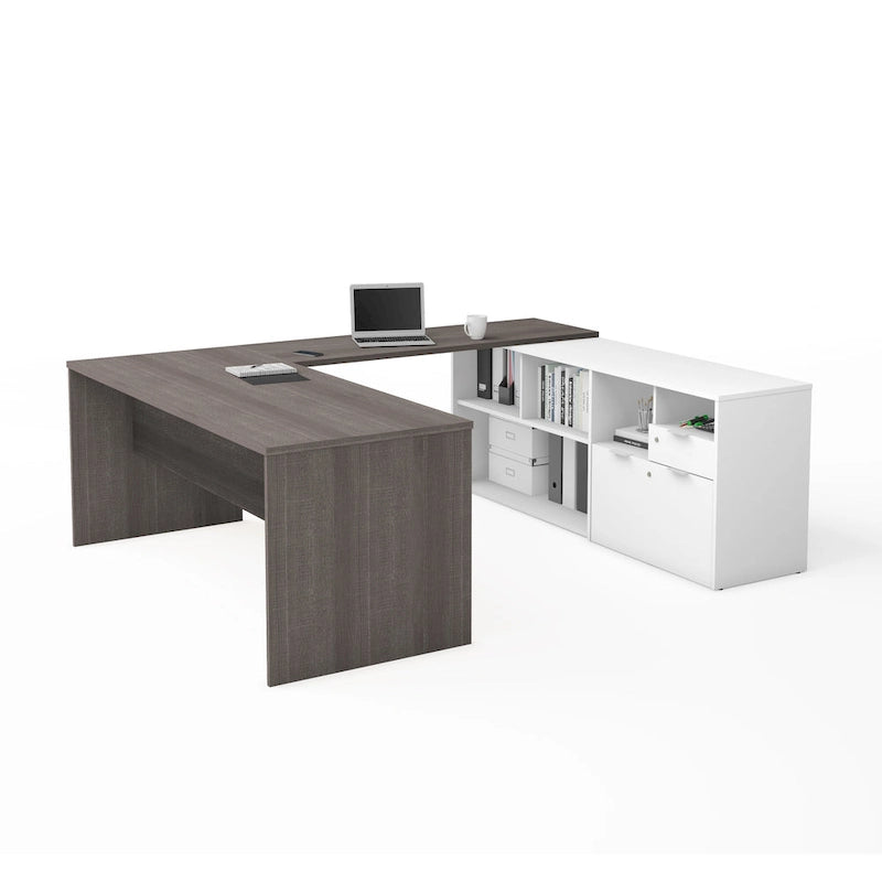 Bureau en U Bestar i3 Plus avec deux tiroirs