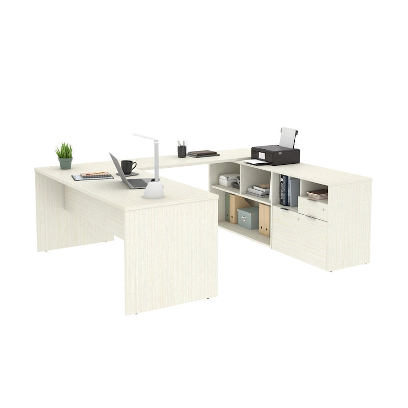 Bureau en U Bestar i3 Plus avec deux tiroirs
