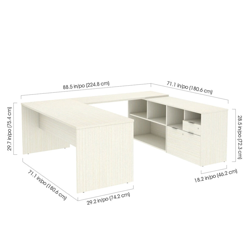 Bureau en U Bestar i3 Plus avec deux tiroirs