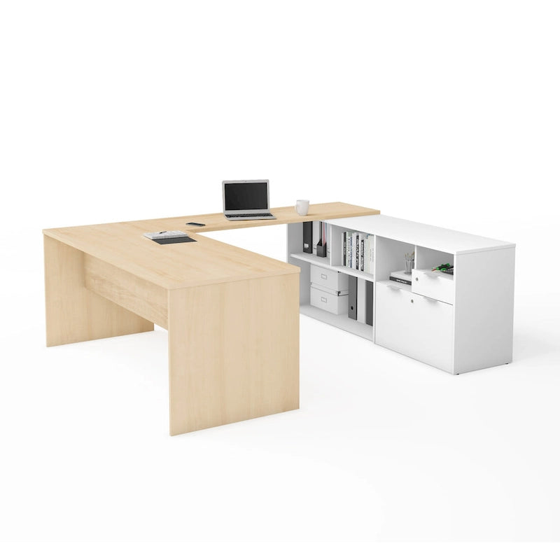 Bureau en U Bestar i3 Plus avec deux tiroirs