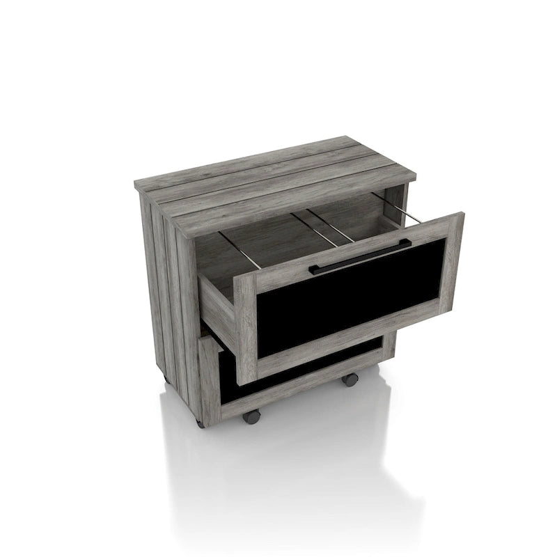 Meuble Classeur à 2 Tiroirs Brett en Chêne Gris Rustique par Furniture of America