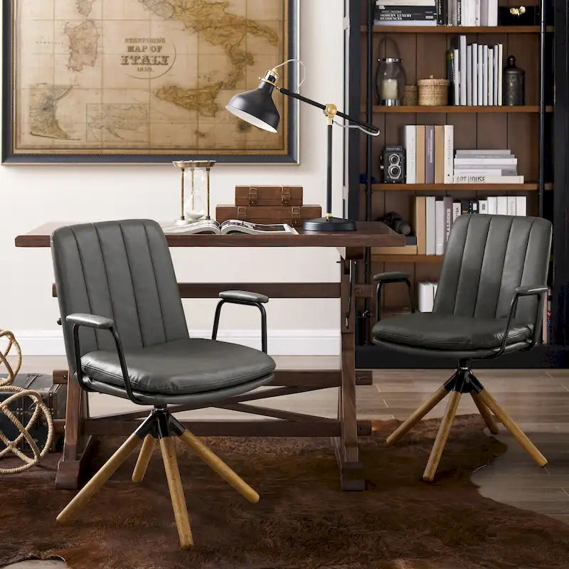 Chaise de bureau pivotante Art Leon de style Mid-century, lot de 2
