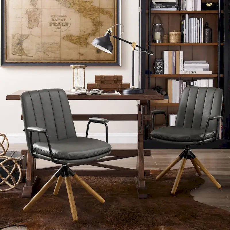 Chaise de bureau pivotante Art Leon de style Mid-century, lot de 2