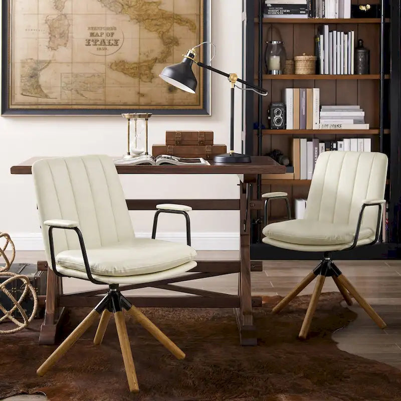 Chaise de bureau pivotante Art Leon de style Mid-century, lot de 2