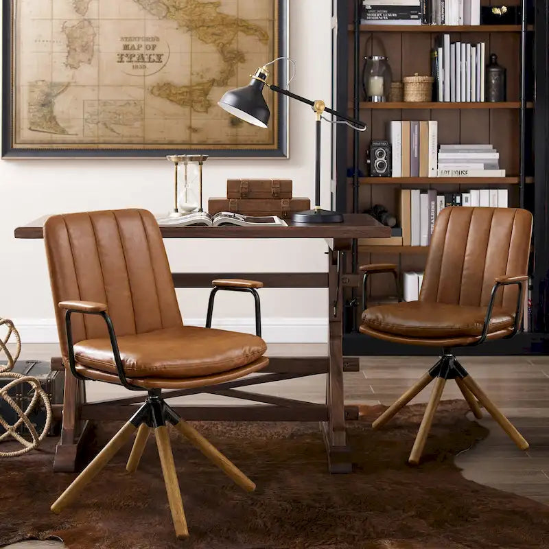Chaise de bureau pivotante Art Leon de style Mid-century, lot de 2