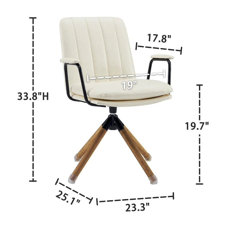 Chaise de bureau pivotante Art Leon de style Mid-century, lot de 2