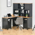 Bureau d'angle en L HOMCOM avec huche, poste de travail de bureau à domicile