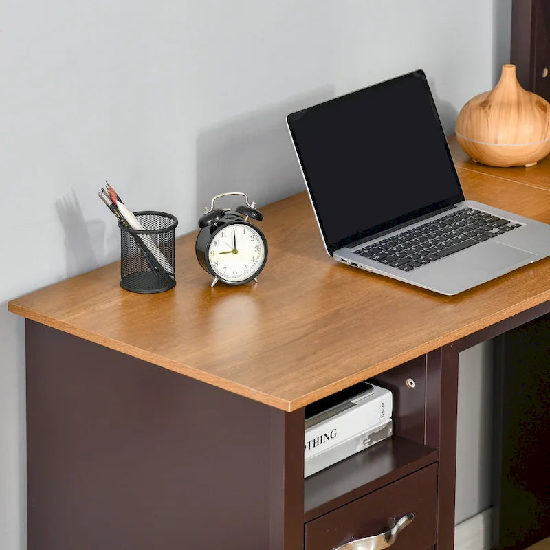 Bureau d'angle en L HOMCOM avec huche, poste de travail de bureau à domicile
