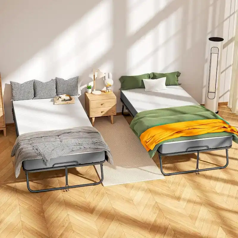 Lit d'appoint pliant roulant 75x31, taille jumeau avec matelas de 5