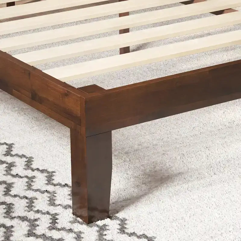 Cadre de lit plateforme en bois marron Priage by ZINUS avec tête de lit rembourrée réglable