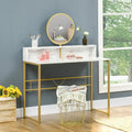 HOMCOM Coiffeuse moderne avec miroir, Table de maquillage, Blanc et doré