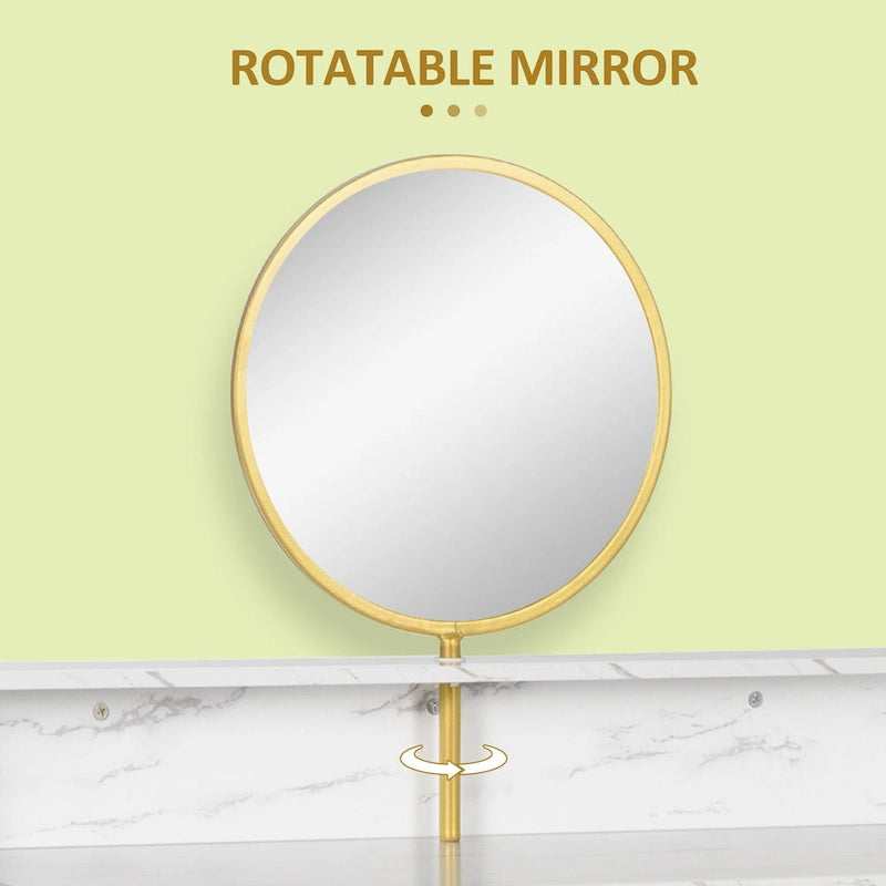 HOMCOM Coiffeuse moderne avec miroir, Table de maquillage, Blanc et doré