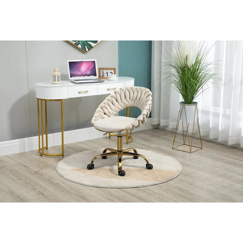 Chaise d'ordinateur Chaise de bureau Chaise pivotante réglable Siège en tissu Chaise de bureau à domicile