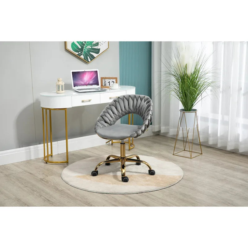 Chaise d'ordinateur Chaise de bureau Chaise pivotante réglable Siège en tissu Chaise de bureau à domicile