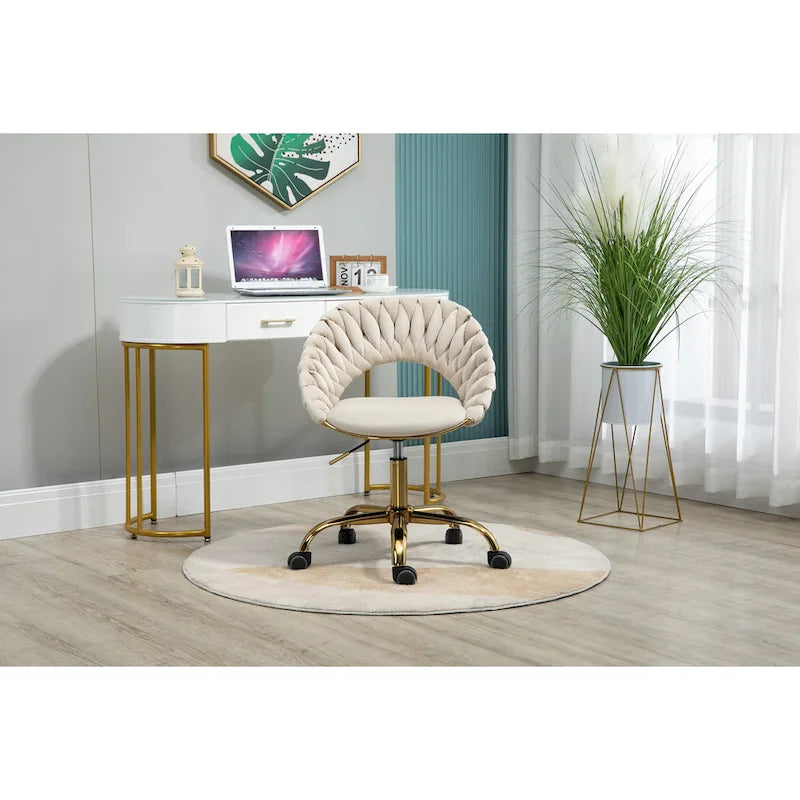 Chaise d'ordinateur Chaise de bureau Chaise pivotante réglable Siège en tissu Chaise de bureau à domicile