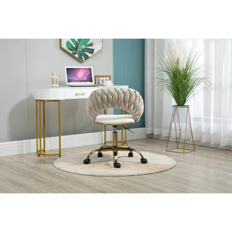 Chaise d'ordinateur Chaise de bureau Chaise pivotante réglable Siège en tissu Chaise de bureau à domicile