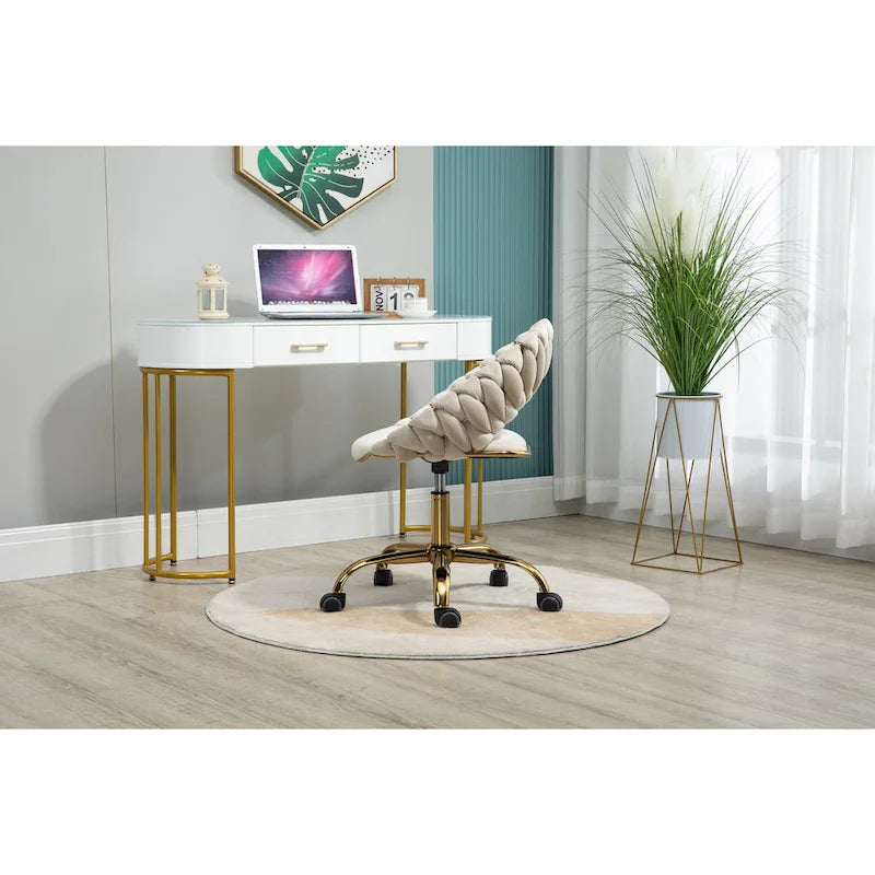 Chaise d'ordinateur Chaise de bureau Chaise pivotante réglable Siège en tissu Chaise de bureau à domicile