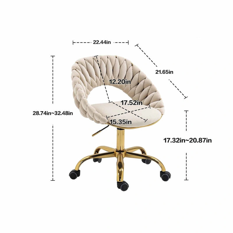 Chaise d'ordinateur Chaise de bureau Chaise pivotante réglable Siège en tissu Chaise de bureau à domicile