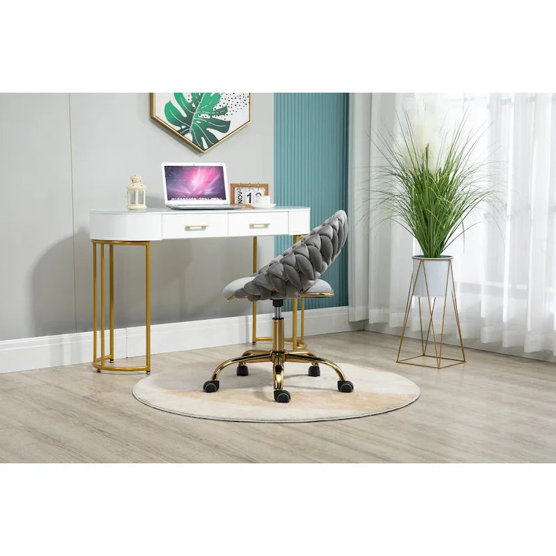 Chaise d'ordinateur Chaise de bureau Chaise pivotante réglable Siège en tissu Chaise de bureau à domicile