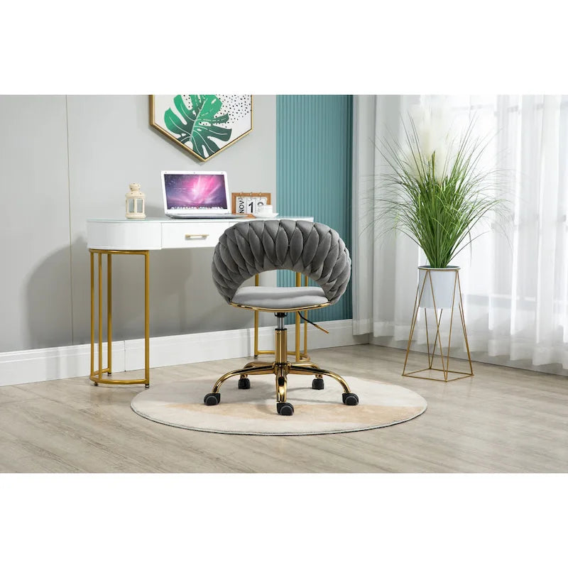 Chaise d'ordinateur Chaise de bureau Chaise pivotante réglable Siège en tissu Chaise de bureau à domicile