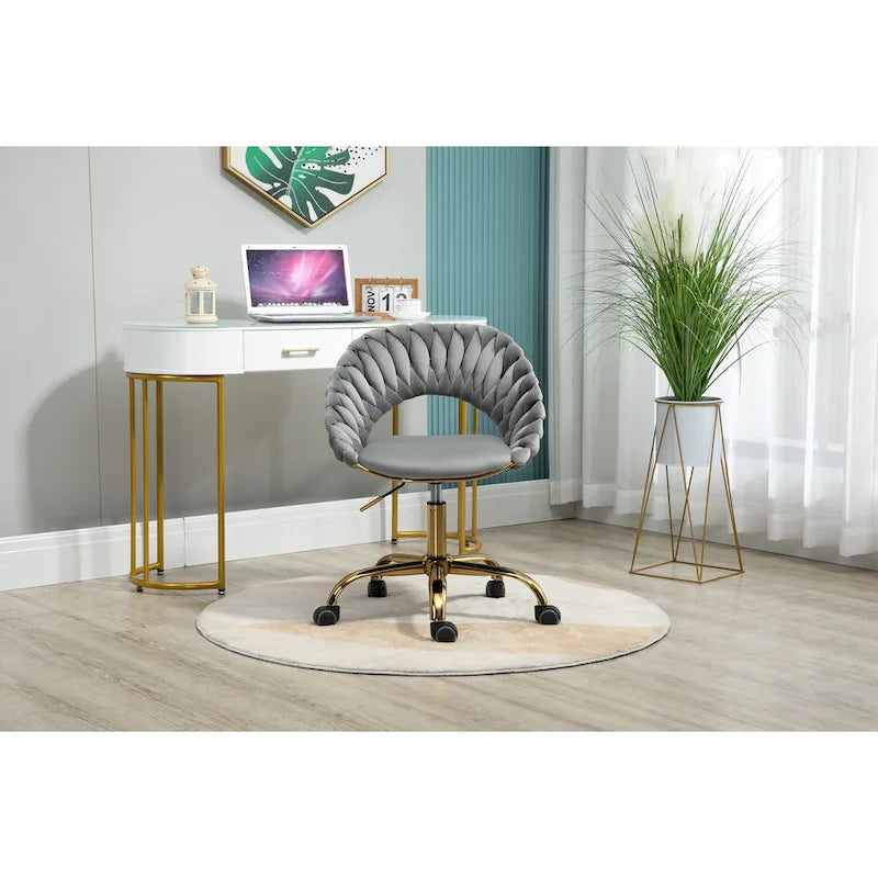 Chaise d'ordinateur Chaise de bureau Chaise pivotante réglable Siège en tissu Chaise de bureau à domicile