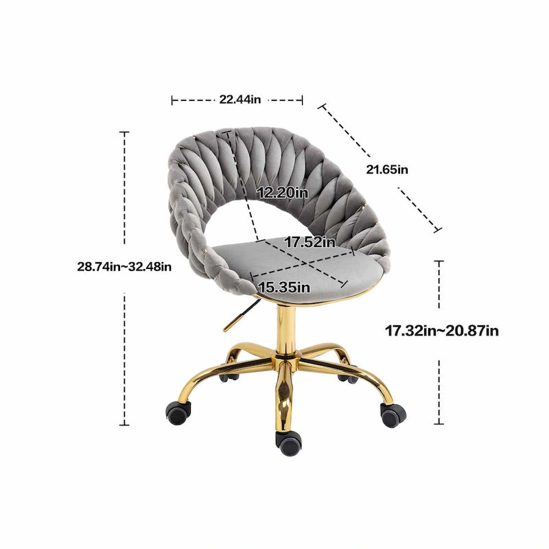 Chaise d'ordinateur Chaise de bureau Chaise pivotante réglable Siège en tissu Chaise de bureau à domicile