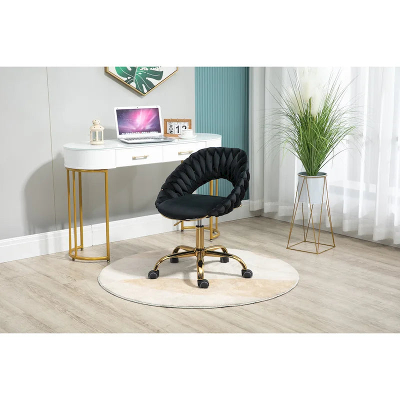 Chaise d'ordinateur Chaise de bureau Chaise pivotante réglable Siège en tissu Chaise de bureau à domicile