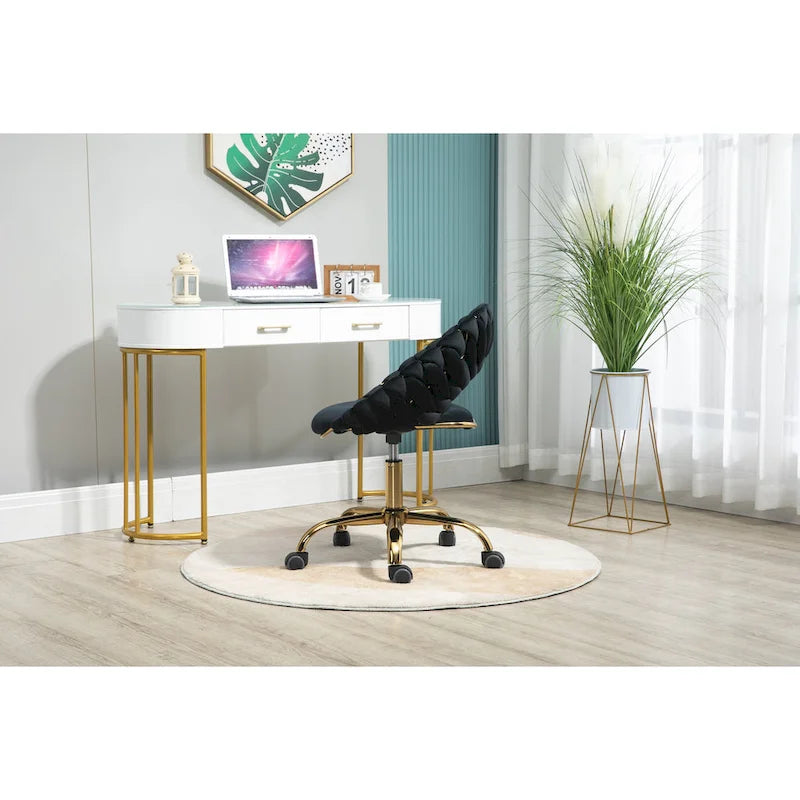 Chaise d'ordinateur Chaise de bureau Chaise pivotante réglable Siège en tissu Chaise de bureau à domicile