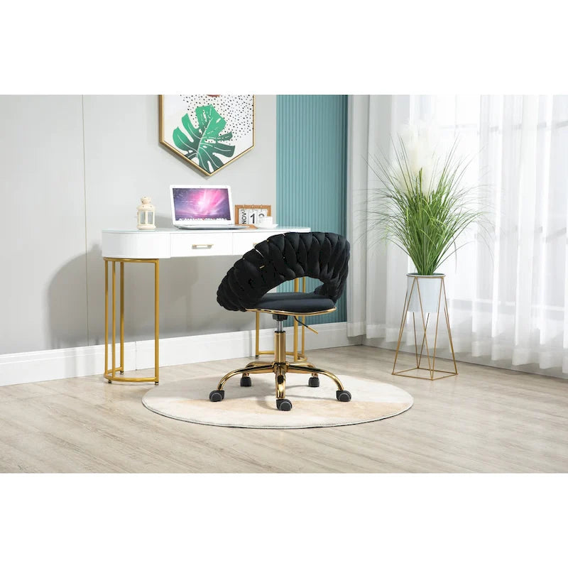 Chaise d'ordinateur Chaise de bureau Chaise pivotante réglable Siège en tissu Chaise de bureau à domicile