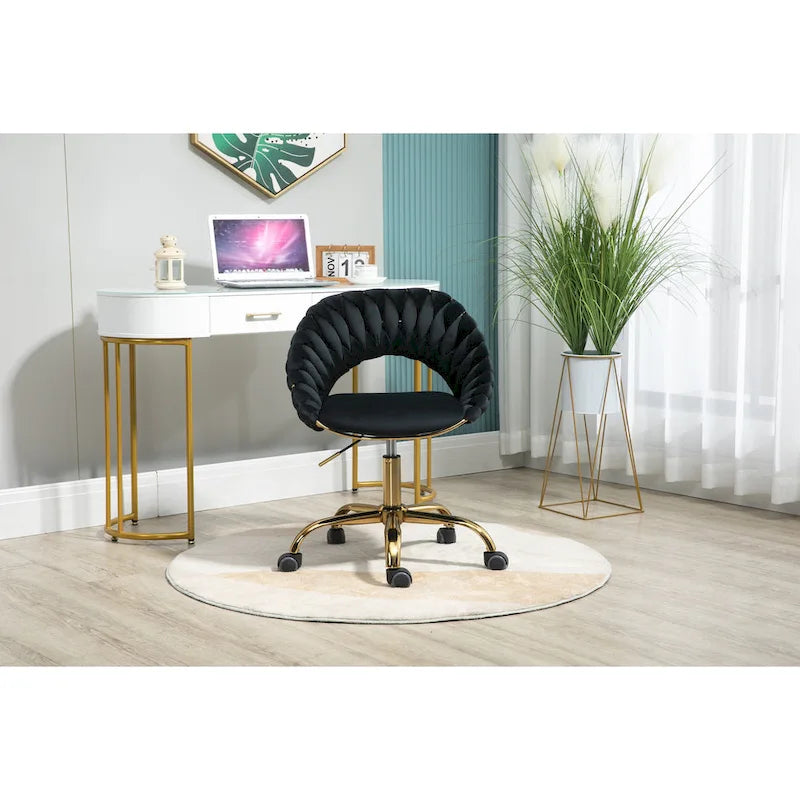 Chaise d'ordinateur Chaise de bureau Chaise pivotante réglable Siège en tissu Chaise de bureau à domicile