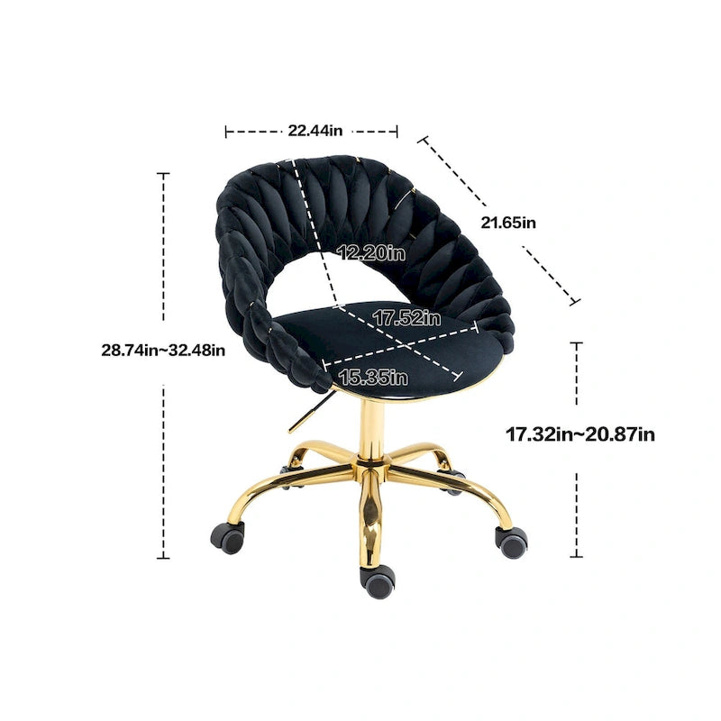 Chaise d'ordinateur Chaise de bureau Chaise pivotante réglable Siège en tissu Chaise de bureau à domicile