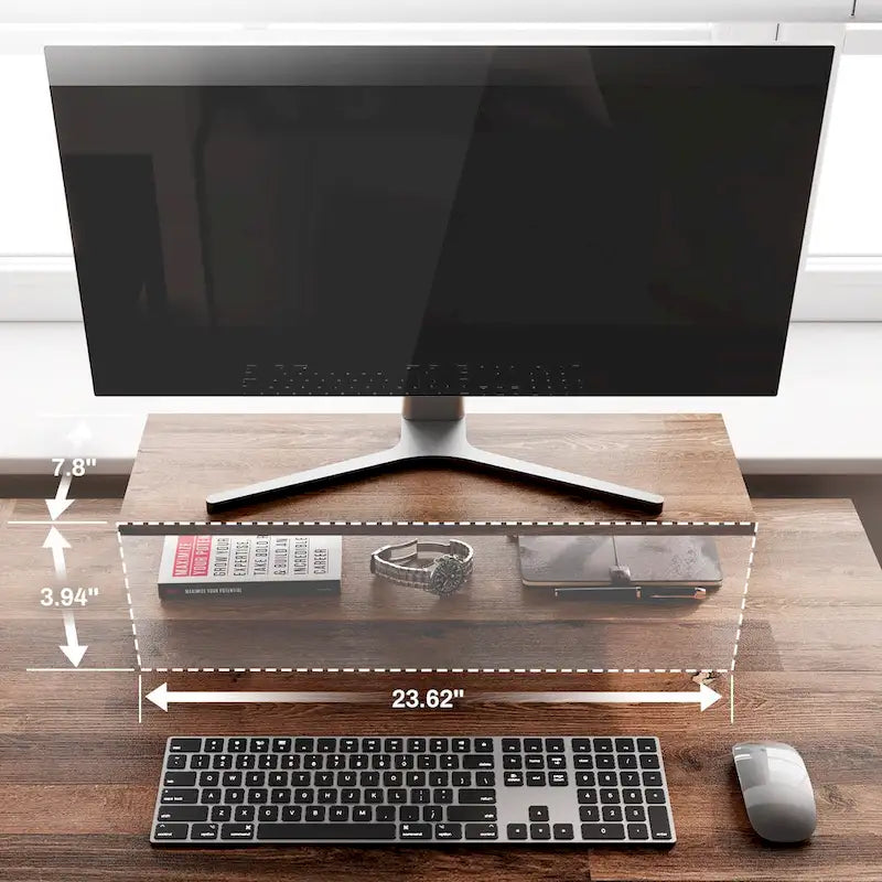 Bureau informatique en forme de L de 60 po avec support d'écran et étagère de rangement pour bureau à domicile