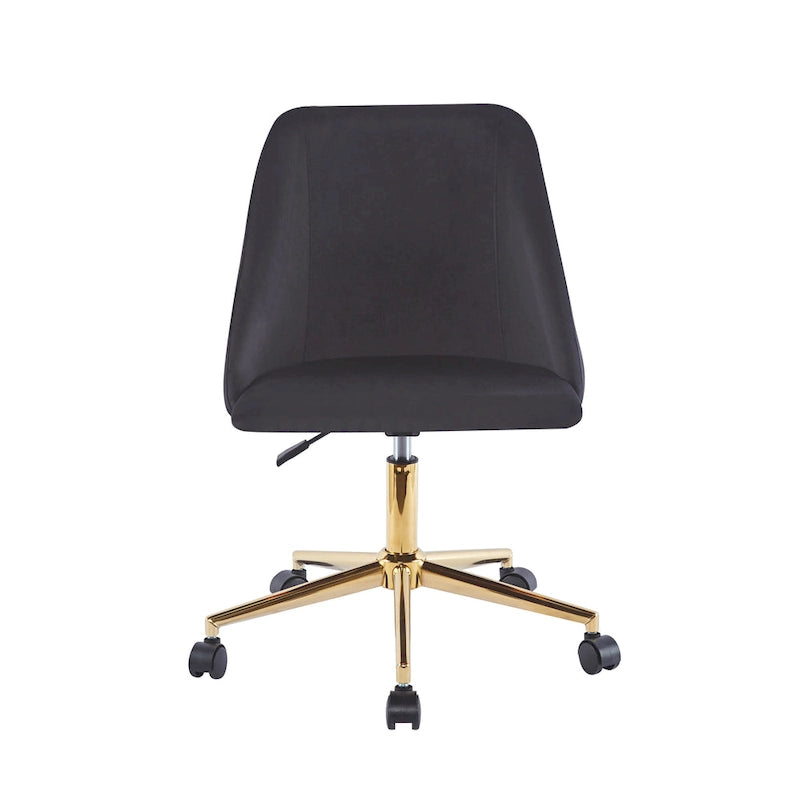 Chaise de bureau pivotante Porthos Home Ryo, velours, pieds chromés dorés