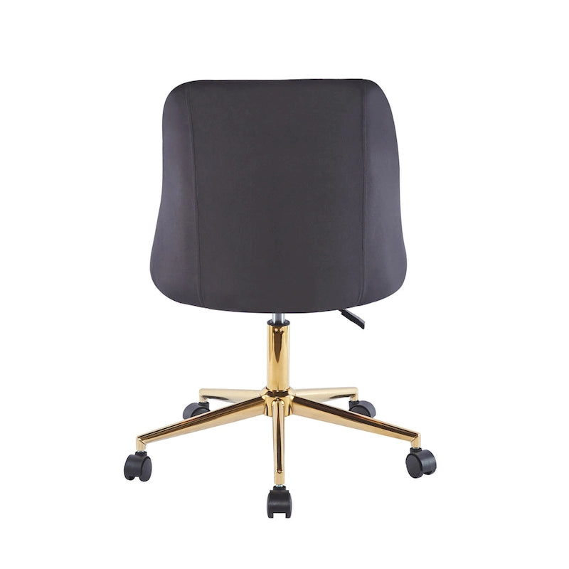 Chaise de bureau pivotante Porthos Home Ryo, velours, pieds chromés dorés
