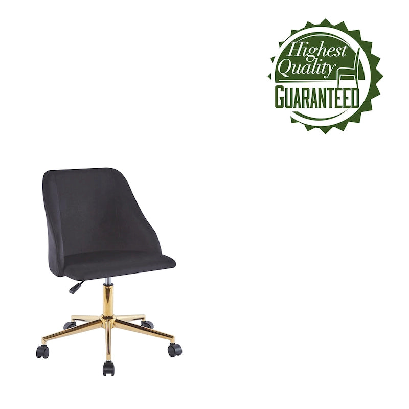 Chaise de bureau pivotante Porthos Home Ryo, velours, pieds chromés dorés