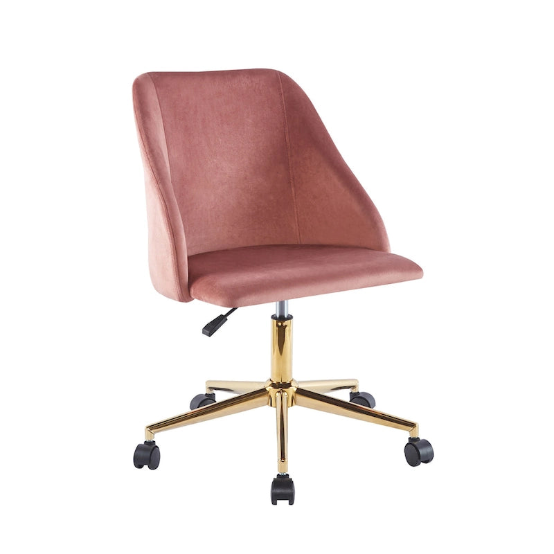 Chaise de bureau pivotante Porthos Home Ryo, velours, pieds chromés dorés