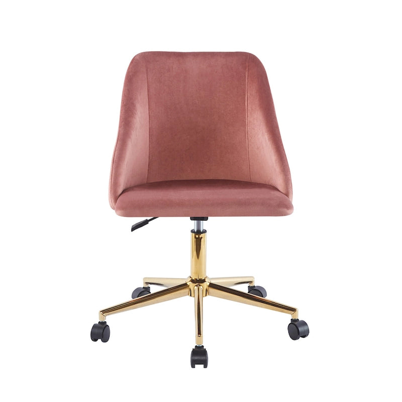 Chaise de bureau pivotante Porthos Home Ryo, velours, pieds chromés dorés