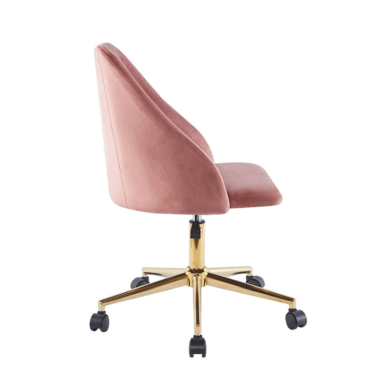 Chaise de bureau pivotante Porthos Home Ryo, velours, pieds chromés dorés