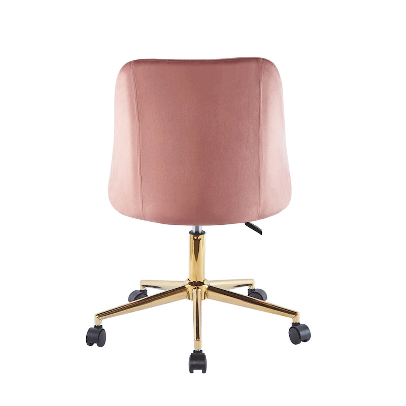 Chaise de bureau pivotante Porthos Home Ryo, velours, pieds chromés dorés