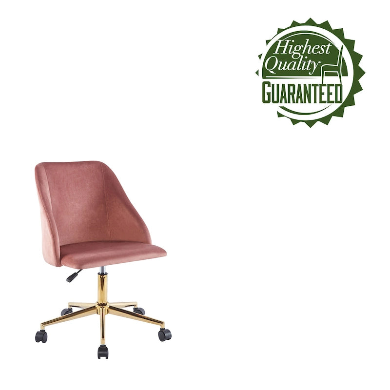 Chaise de bureau pivotante Porthos Home Ryo, velours, pieds chromés dorés