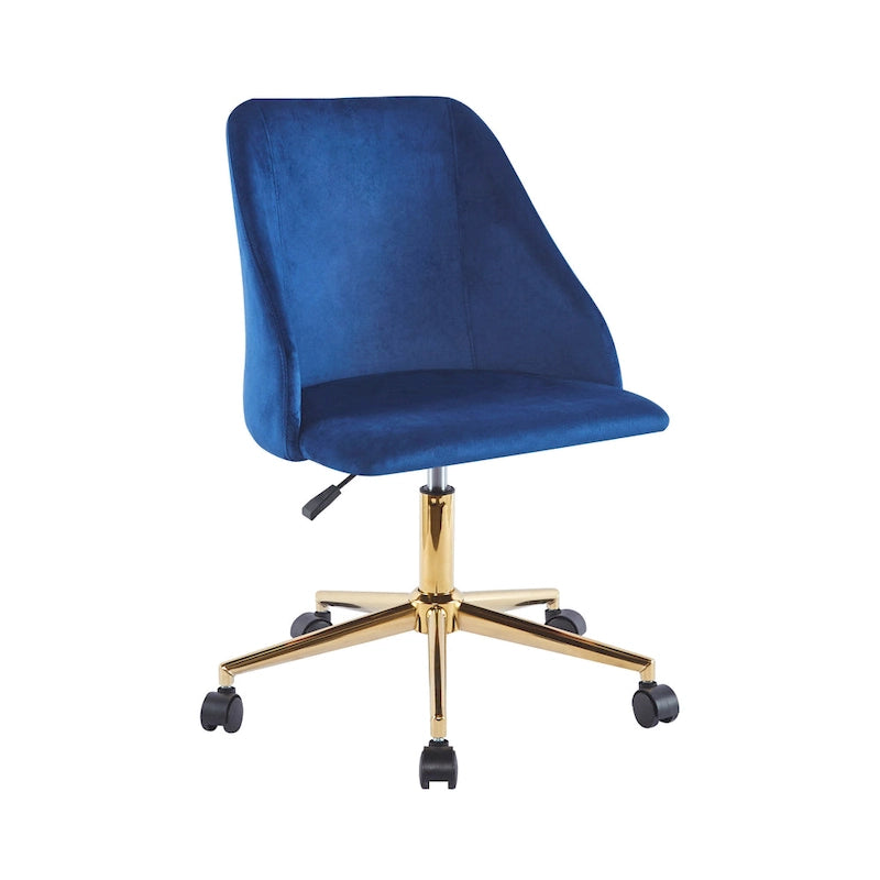 Chaise de bureau pivotante Porthos Home Ryo, velours, pieds chromés dorés