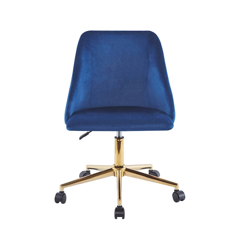 Chaise de bureau pivotante Porthos Home Ryo, velours, pieds chromés dorés