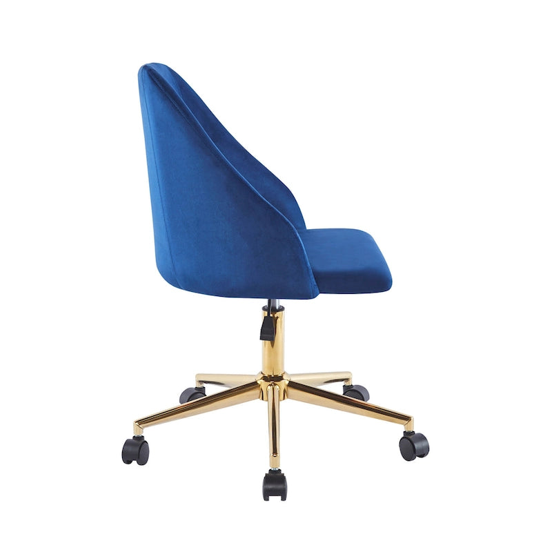Chaise de bureau pivotante Porthos Home Ryo, velours, pieds chromés dorés