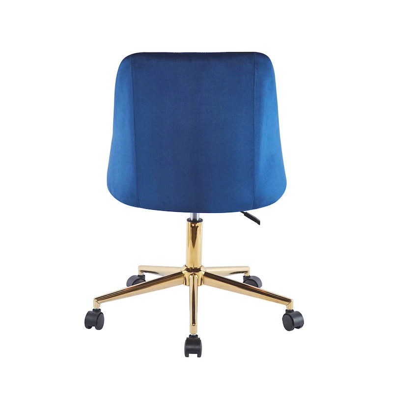 Chaise de bureau pivotante Porthos Home Ryo, velours, pieds chromés dorés