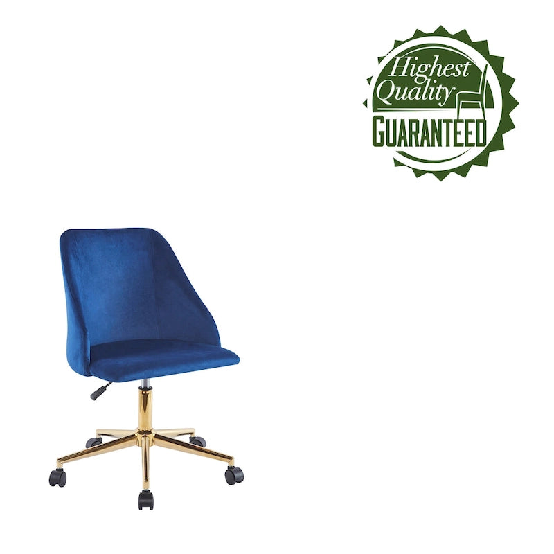 Chaise de bureau pivotante Porthos Home Ryo, velours, pieds chromés dorés