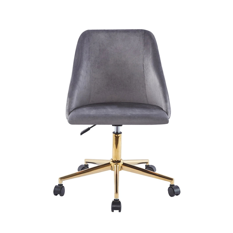 Chaise de bureau pivotante Porthos Home Ryo, velours, pieds chromés dorés